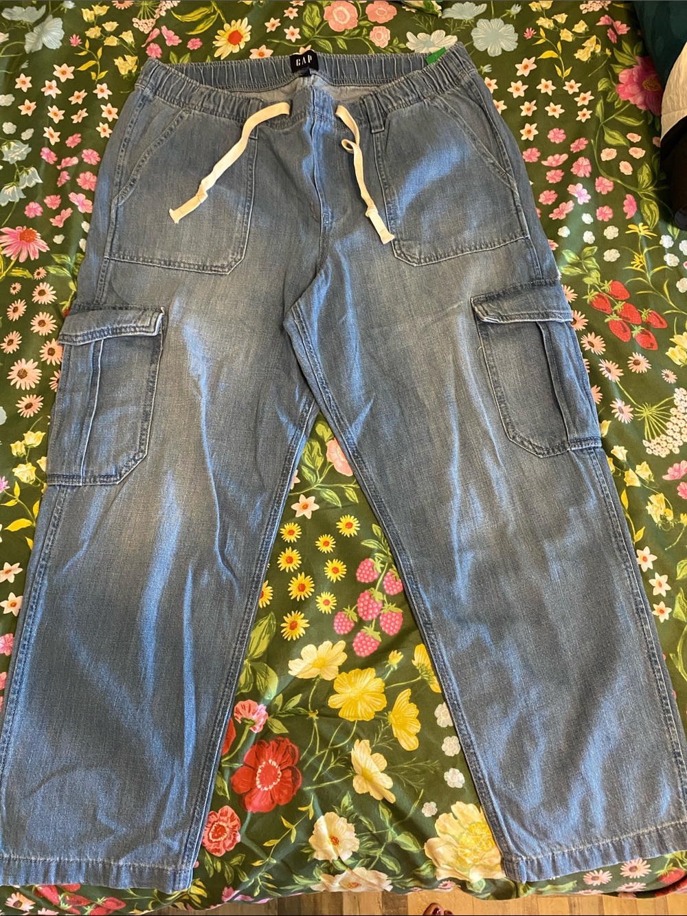 GAP Light Blue Denim Cargo Joggers